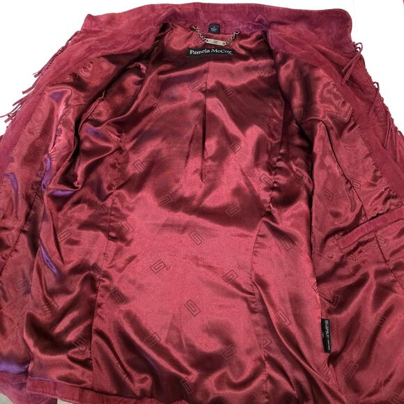 VTG Purple Leather Fringe Jacket Sm Y2K Suede Open 90s Western Glam Rock Cowpunk - Picture 12 of 16